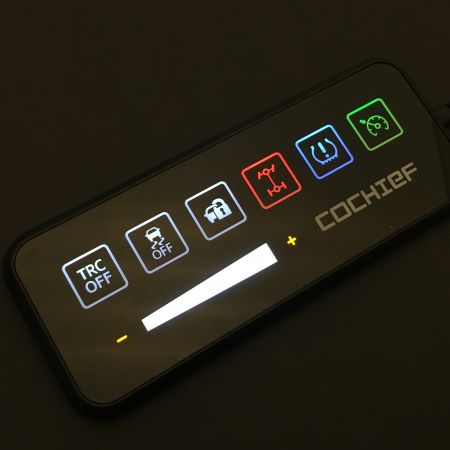 Multi-color saturated and uniform light with touch module featuring slider control, sound and vibration feedback